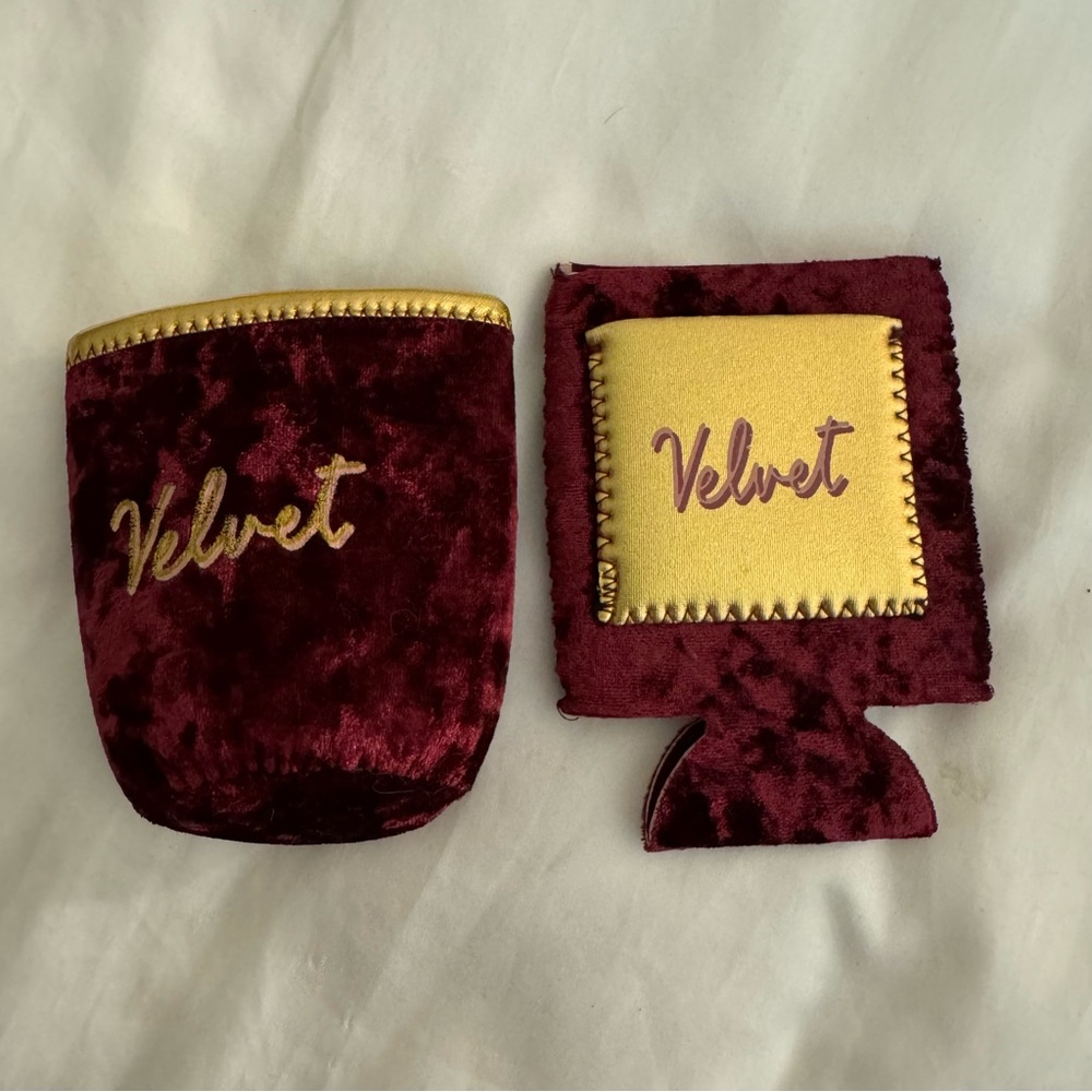 Set of two velvet finish bottle or can coolies!